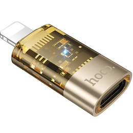 Adapter OTG HOCO UA36A – Lightning do USB-C, transparentny złoty