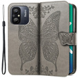 Etui z klapką do Xiaomi Redmi 12C, Butterfly, szare