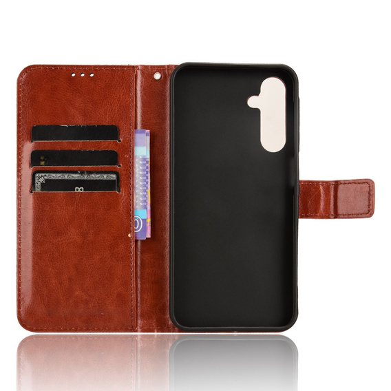 Etui z klapką do Samsung Galaxy A25 5G, Crazy Horse Wallet, brązowe