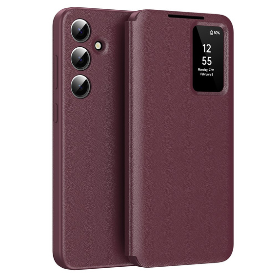 Etui z klapką do Samsung Galaxy S23 FE, Smart View Wallet, bordowe