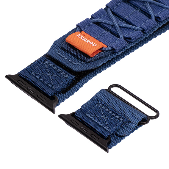 Pasek Nylonowy ERBORD Runner do Apple Watch 1/2/3/4/5/6/7/8/9/10/11/SE Ultra 1/2/3 42/44/45/46/49mm, Niebieski