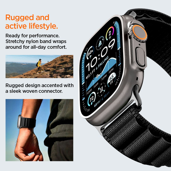 Pasek Spigen WBF1 Band do Apple Watch 8/9/10/11/SE/Ultra 1/2 (44/45/46/49 mm) – Black