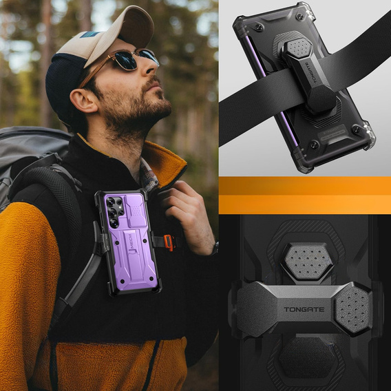 Etui do Samsung Galaxy S25 Ultra, Tongate MECH Series, Klips do paska, fioletowe