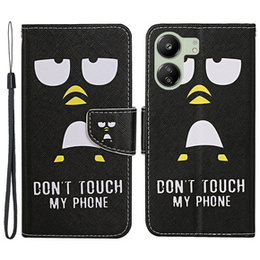 Etui z klapką do Xiaomi Redmi 13C / Poco C65, Wallet, Don't Touch My Phone czarne