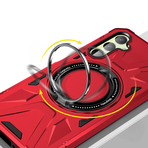 Etui do MagSafe do Samsung Galaxy A54 5G, pancerne z podstawką i blaszką do uchwytu, czerwone