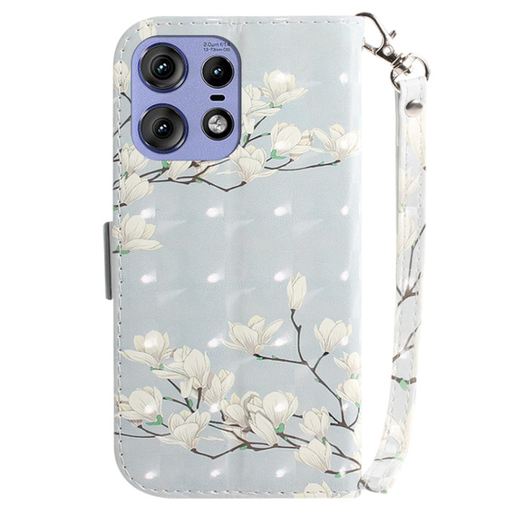 Etui z klapką do Motorola Edge 50 Pro, Wallet, Magnolia Flowers szare