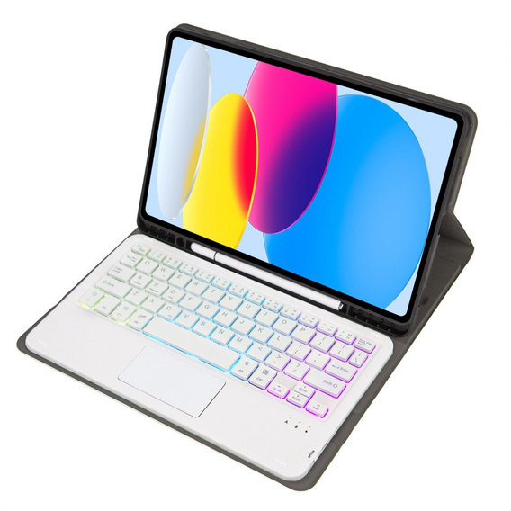 Etui z podświetlaną klawiaturą bluetooth touchpad do iPad 10.9" 2022 (10 gen.) / iPad 11" 2025 A16 (11 gen.), złote