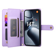 Etui z klapką do Xiaomi 14T Pro, Wallet Zipper Pocket, fioletowe