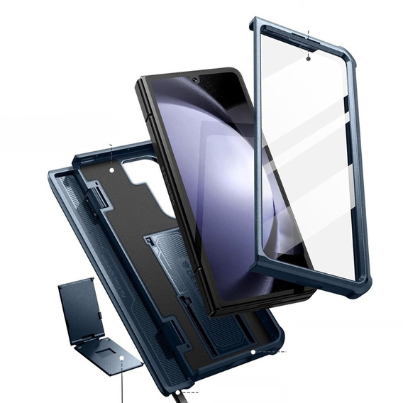 Etui pancerne do Samsung Galaxy Z Fold 5 5G, Dexnor Full Body S-Pen Slot, granatowe