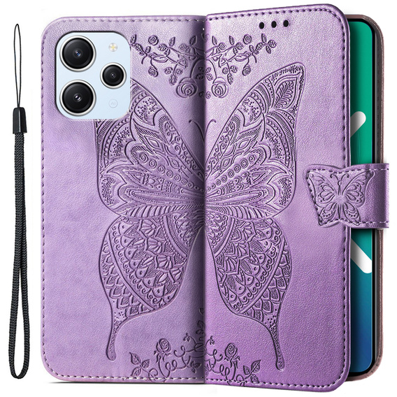Etui z klapką do Xiaomi Redmi 12, Butterfly, fioletowe
