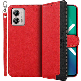 Etui z klapką do Motorola Moto G53 / G23 / G13, KHAZNEH RFID, Dual Color, czerwone