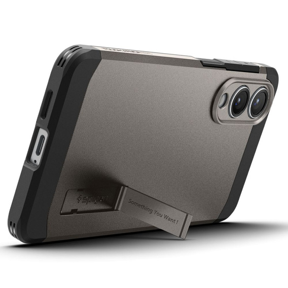 Etui Spigen do Samsung Galaxy S25 Edge, Tough Armor MagSafe, szare + Szkło Hartowane 9H