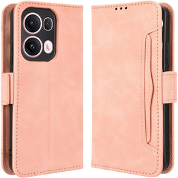 Etui z klapką do Oppo Reno 13 Pro, Card Slot, różowe