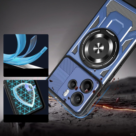 Etui Magnetyczne z Podstawką do Xiaomi Redmi Note 14 4G – Niebieskie