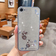 Etui do iPhone SE 2022 / SE 2020 / 8 / 7, Glitter Flower, niebieskie