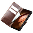 Skórzane etui portfelowe Qialino z podstawką do Samsung Galaxy Z Fold7 - brązowe