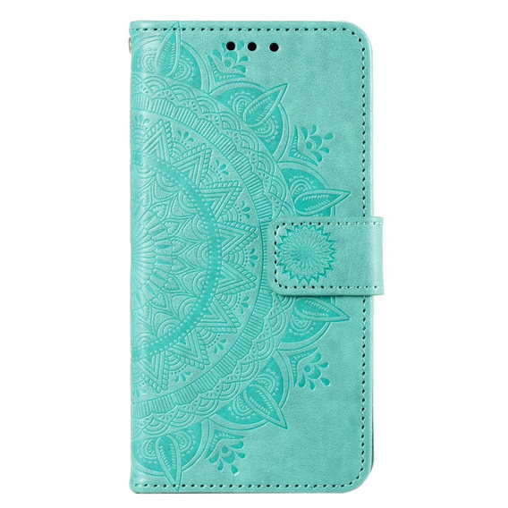 Zestaw Etui do Oppo A17, portfel ze wzorem Mandala z klapką, zielone + Szkło 9H