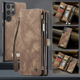 Etui CASEME do Samsung Galaxy S25 Ultra, Retro Leather Wallet, z paskiem, brązowe