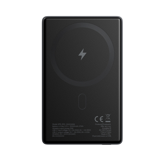 Allity APB-300 – Power Bank 10000 mAh z Ładowaniem Bezprzewodowym - szary
