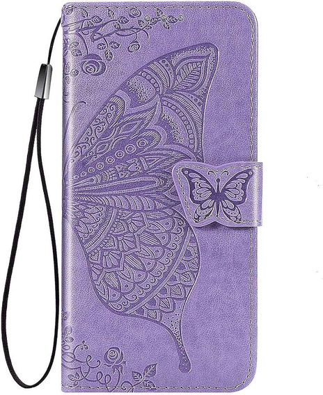 Etui z klapką do Vivo Y19s, Butterfly, fioletowe