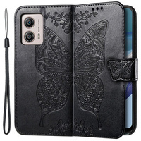 Etui z klapką do Motorola Moto G53 5G, Butterfly, czarne