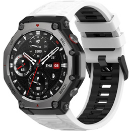 Pasek Silikonowy do Amazfit T-Rex 3, Biały / Czarny