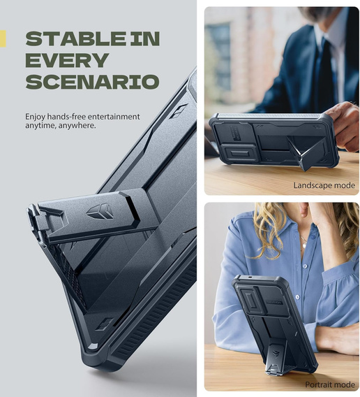 Etui pancerne do Samsung Galaxy S25 FE, Dexnor Full Body (Two Frames), niebieskie