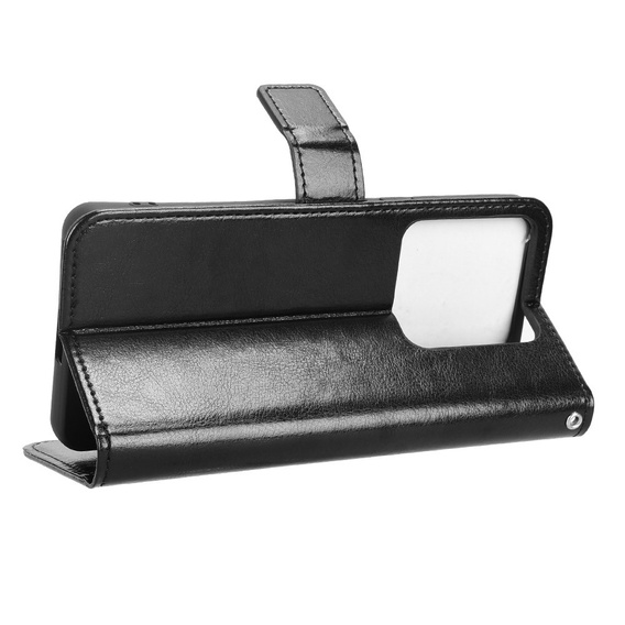 Etui z klapką do Xiaomi Poco M7 Pro 5G, Crazy Horse Wallet, czarne