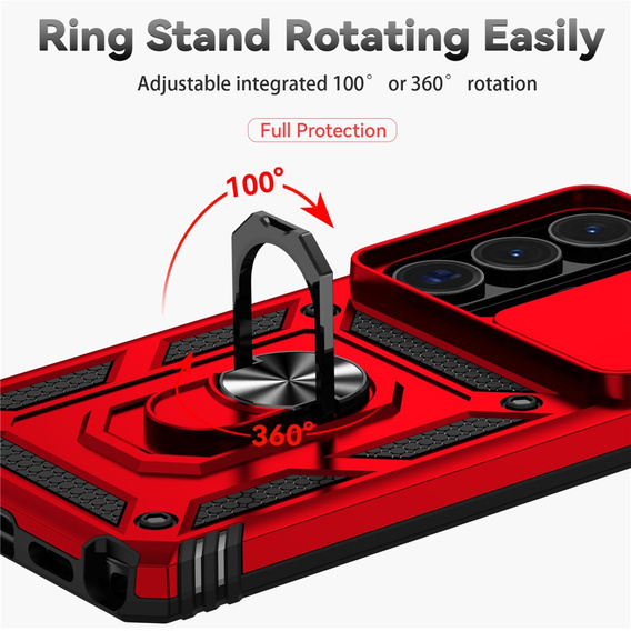 Etui pancerne do Samsung Galaxy S26 Ultra, CamShield Slide, czerwone