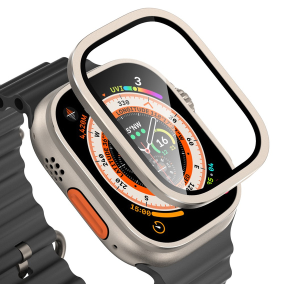 Szkło Hartowane z Ramką do Apple Watch Ultra 1/2/3 49mm, Tytanowe