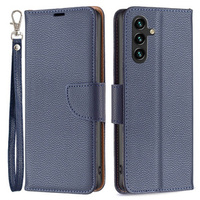 Etui z klapką do Samsung Galaxy A55 5G, Wallet Litchi Leather, granatowe