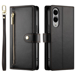 Etui z klapką do Samsung Galaxy S25 Edge, Wallet Zipper Pocket, czarne