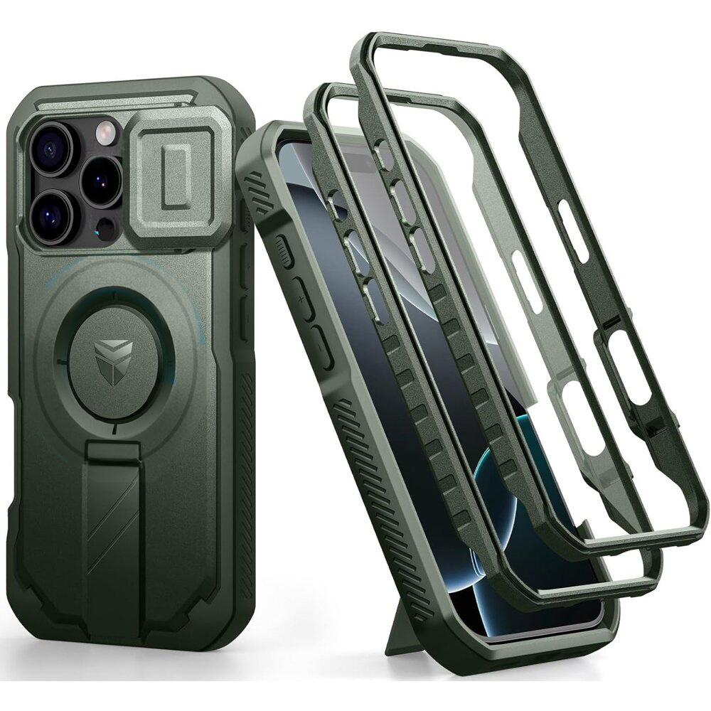 Zielone etui Dexnor CamProtect do iPhone 16 Pro – MagSafe i ochrona