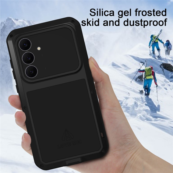 Etui Love Mei do Samsung Galaxy S25 FE, pancerne ze szkłem, czarne