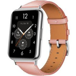 Pasek Skórzany do Huawei Watch Fit 2, z przeszyciami, Różowy