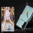 Etui do Samsung Galaxy A25 5G, Card Holder, z paskiem na ramię, zielone