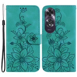 Etui z klapką do Oppo A60, Lily Flower, zielone