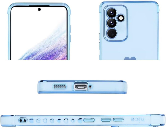 Etui do Samsung Galaxy A35 5G, Electro heart, niebieskie + Szkło Full Glue Ceramic