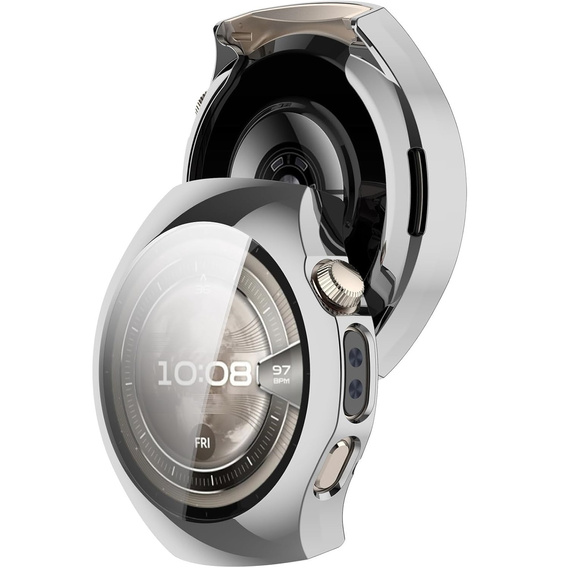 2w1 Etui z Osłoną na ekran do Huawei Watch 5 46mm, Srebrne