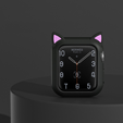 Etui Silikonowe do Apple Watch 4/5/6/SE 44mm, Kocie Uszy, Czarne