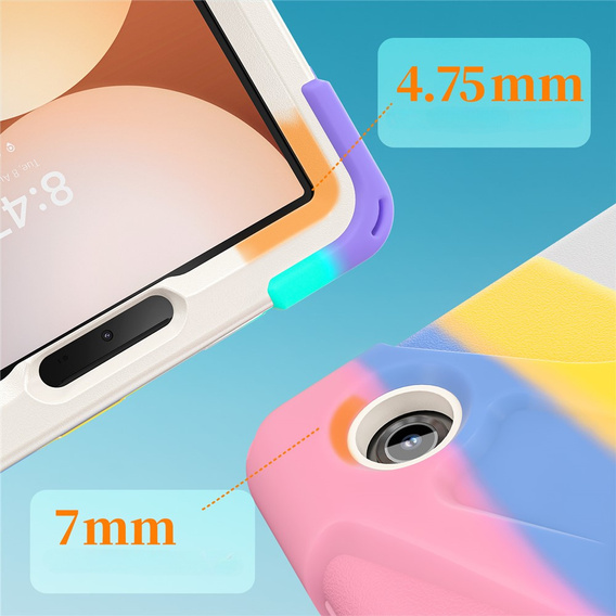 Pancerne etui do Samsung Galaxy Tab A11, z podstawką i paskiem na ramię – wielokolorowe