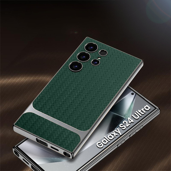 Etui do Samsung Galaxy S24 Ultra, GKK Woven Leather, zielone