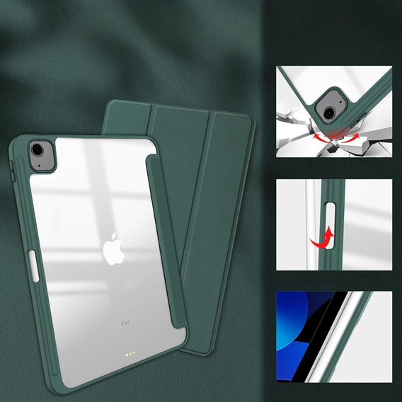 Etui do iPad Air 13" 2025/2024 (7/6 gen.), Smartcase Hybrid, z miejscem na rysik, zielone