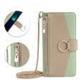 Etui z klapką do Samsung Galaxy A56 5G, Wallet Zipper Pocket, z lusterkiem, zielone
