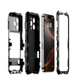 Etui R-Just RJ09-1 do iPhone 16 Pro – czarne, aluminiowe, z silikonową ramką i szkłem hartowanym