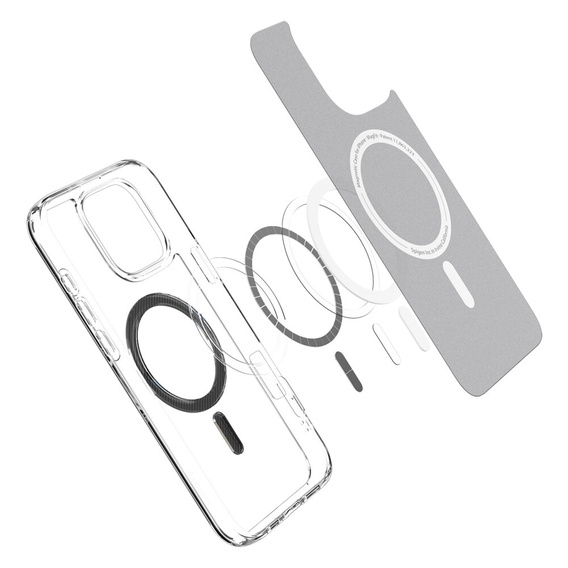 Etui z MagSafe Spigen do iPhone 16 Pro Max, Ultra Hybrid, przezroczyste + Szkło Hartowane 9H
