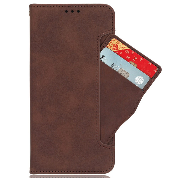 Etui z klapką do Samsung Galaxy A15 4G / 5G, Card Slot, brązowe