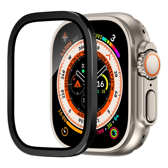 Szkło Hartowane z Ramką do Apple Watch Ultra 1/2/3 49mm, czarne