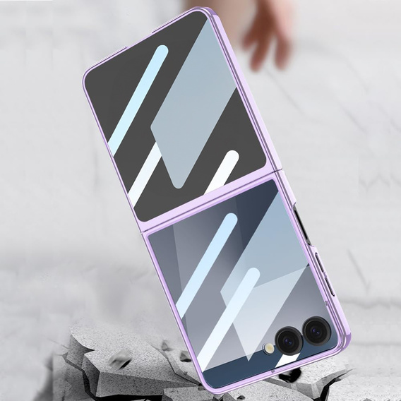 Etui ze szkłem do Samsung Galaxy Z Flip7 5G, PC Case, Fioletowe
