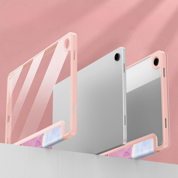 Stylowe etui do Samsung Galaxy Tab A9+ – Smartcase Hybrid Marble różowe